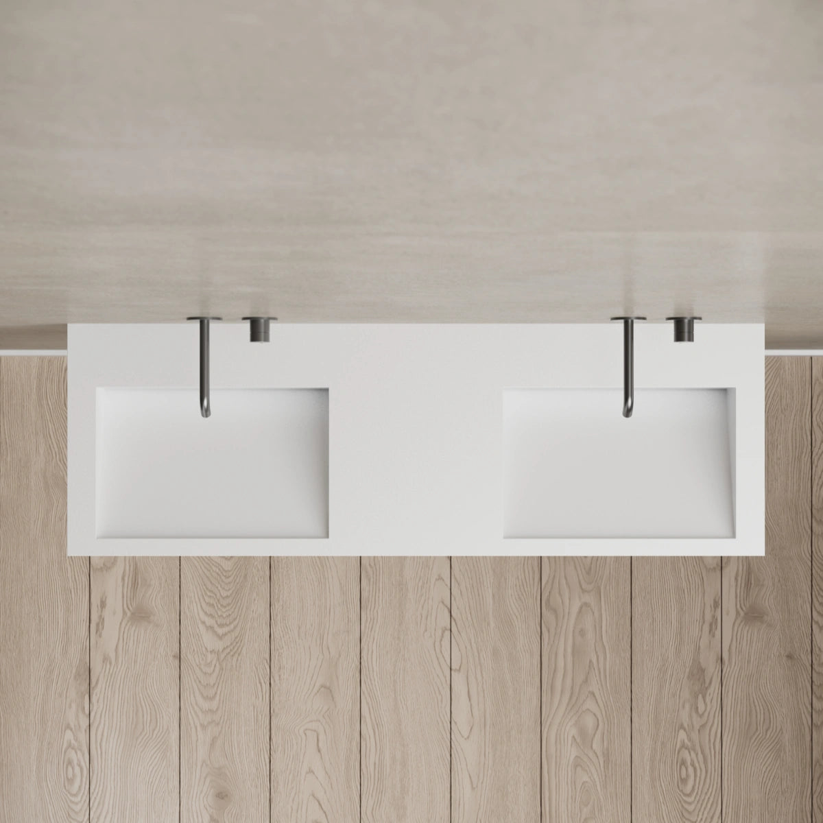 MonBlari TW-G286 Solid Surface Wall-Mounted Basin Top View Close-up
