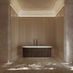 MonBlari TW-M21 Wood Veneer Acrylic Freestanding Bathtub Front View