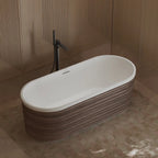 MonBlari TW-M51 Wood Veneer Acrylic Freestanding Bathtub Side Top View Close-up