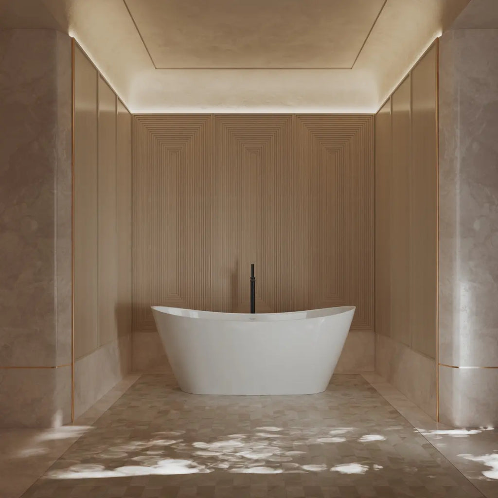 MonBlari Tw-6612 White Freestanding Acrylic Bathtub Front View
