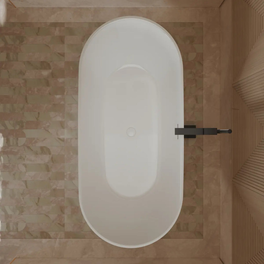 MonBlari Tw-6612 White Freestanding Acrylic Bathtub Top View Close-up