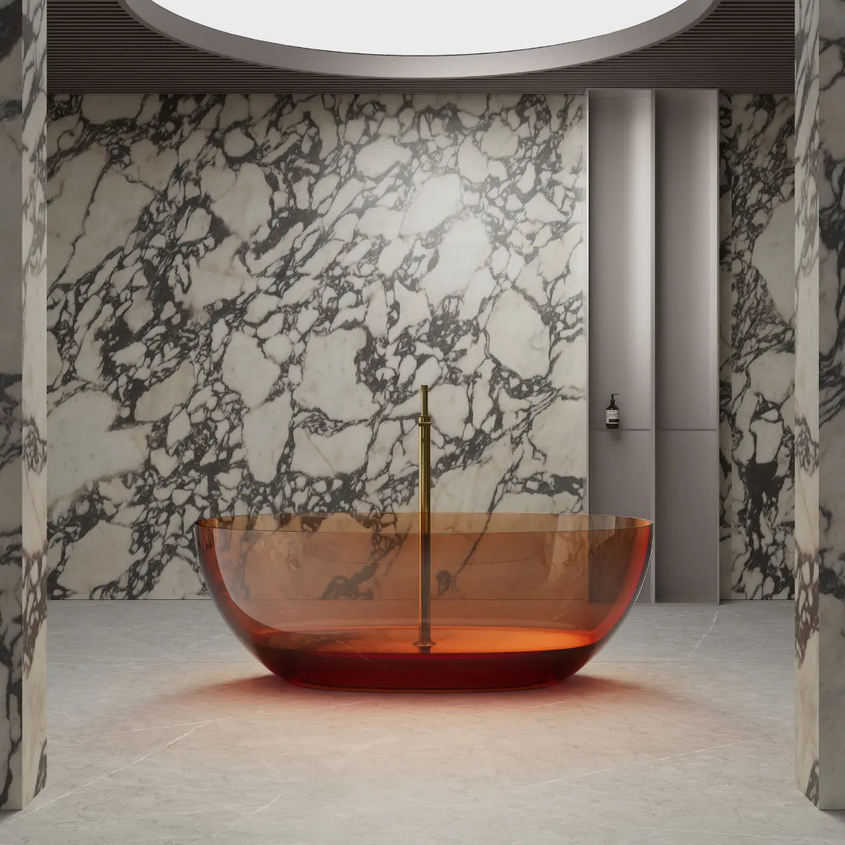 MonBlari Tw-8507T Brown Freestanding Resin Buthtub Front View