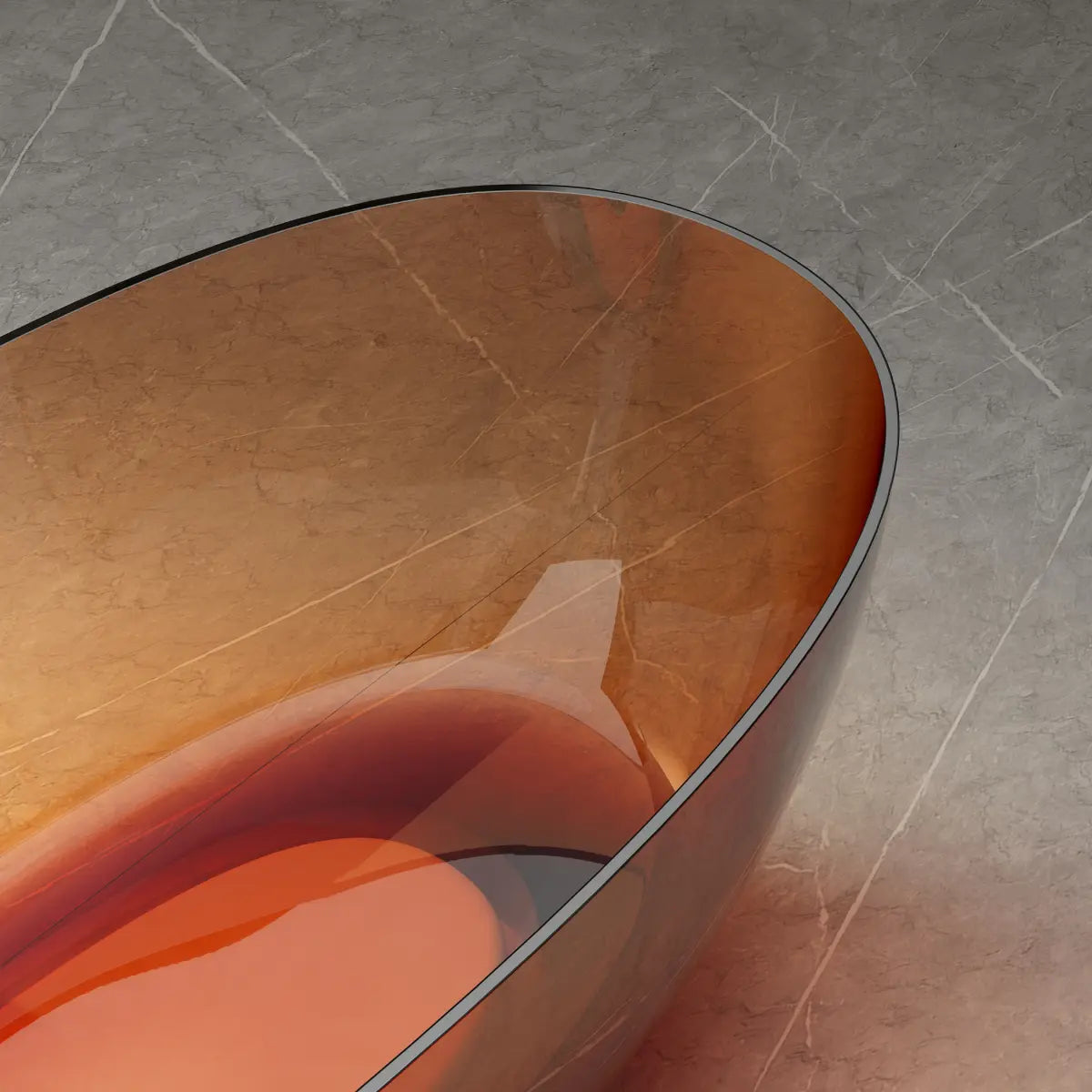 MonBlari Tw-8507T Brown Freestanding Resin Buthtub Side Top View