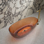 MonBlari Tw-8507T Brown Freestanding Resin Buthtub Side Top View Close-up