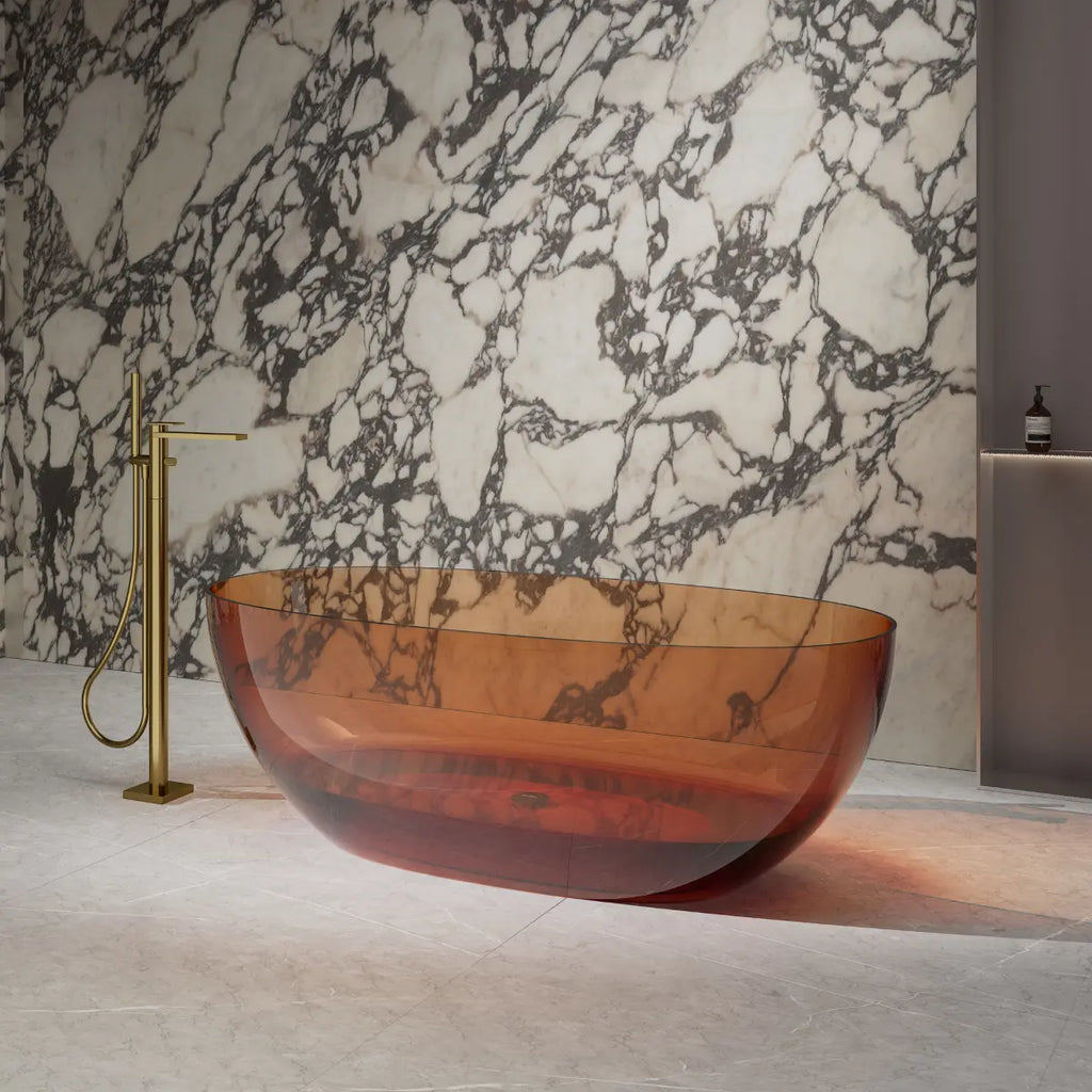 MonBlari Tw-8507T Brown Freestanding Resin Buthtub Side View