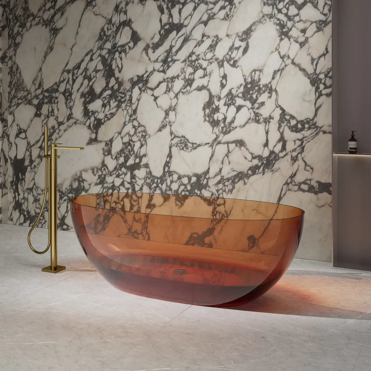 MonBlari Tw-8507T Brown Freestanding Resin Buthtub Side View