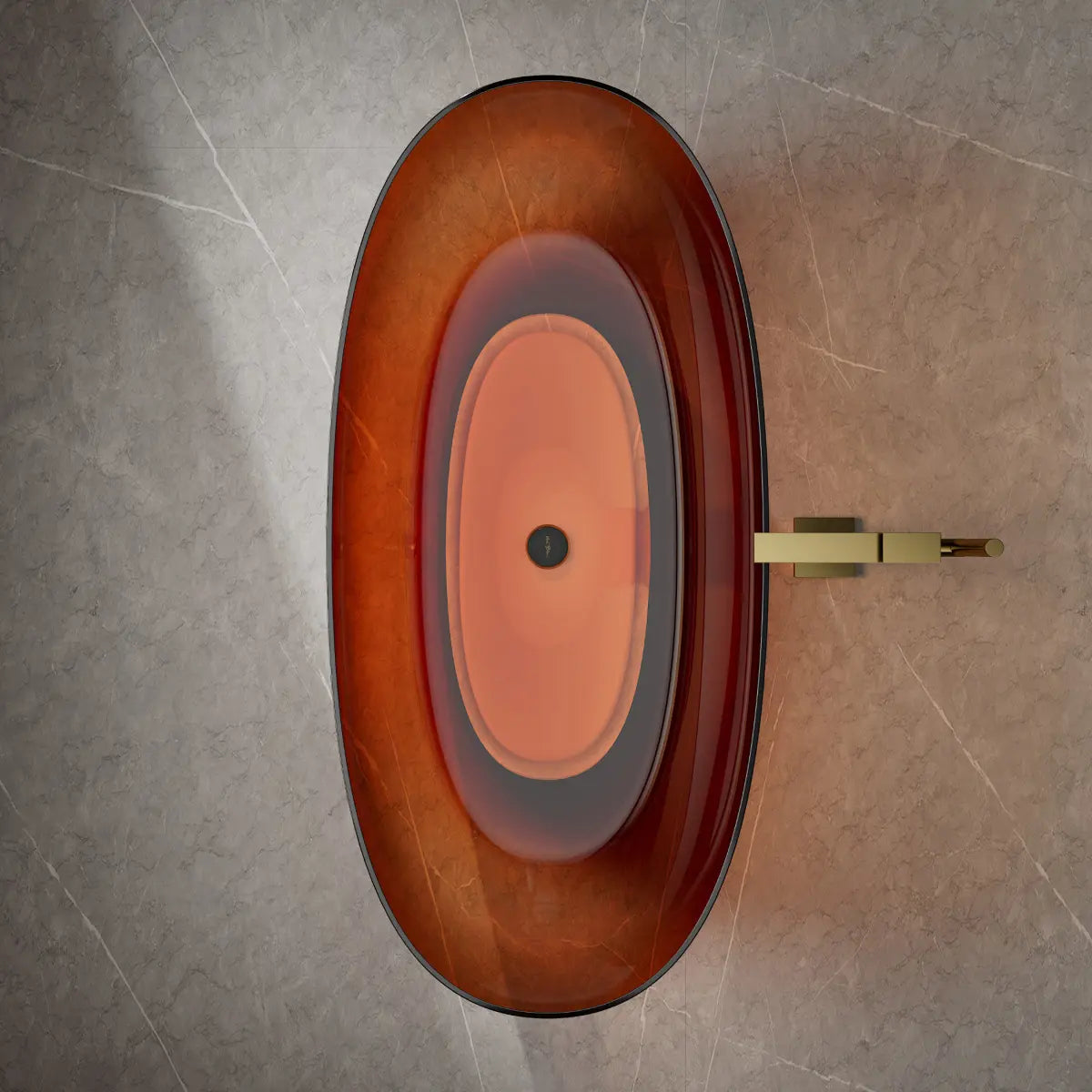 MonBlari Tw-8507T Brown Freestanding Resin Buthtub Top View Close-up