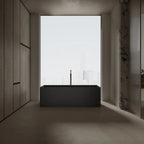 MonBlari Tw-8572 Black Freestanding Solid Surface Bathtub Front View