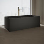 MonBlari Tw-8572 Black Freestanding Solid Surface Bathtub Side View