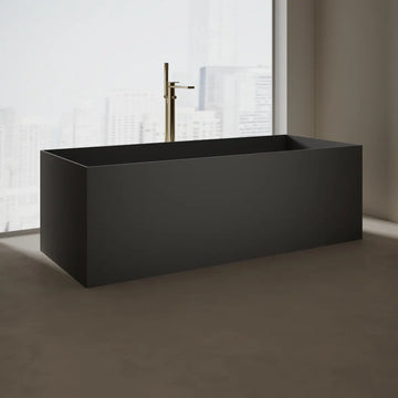 MonBlari Tw-8572 Black Freestanding Solid Surface Bathtub Side View
