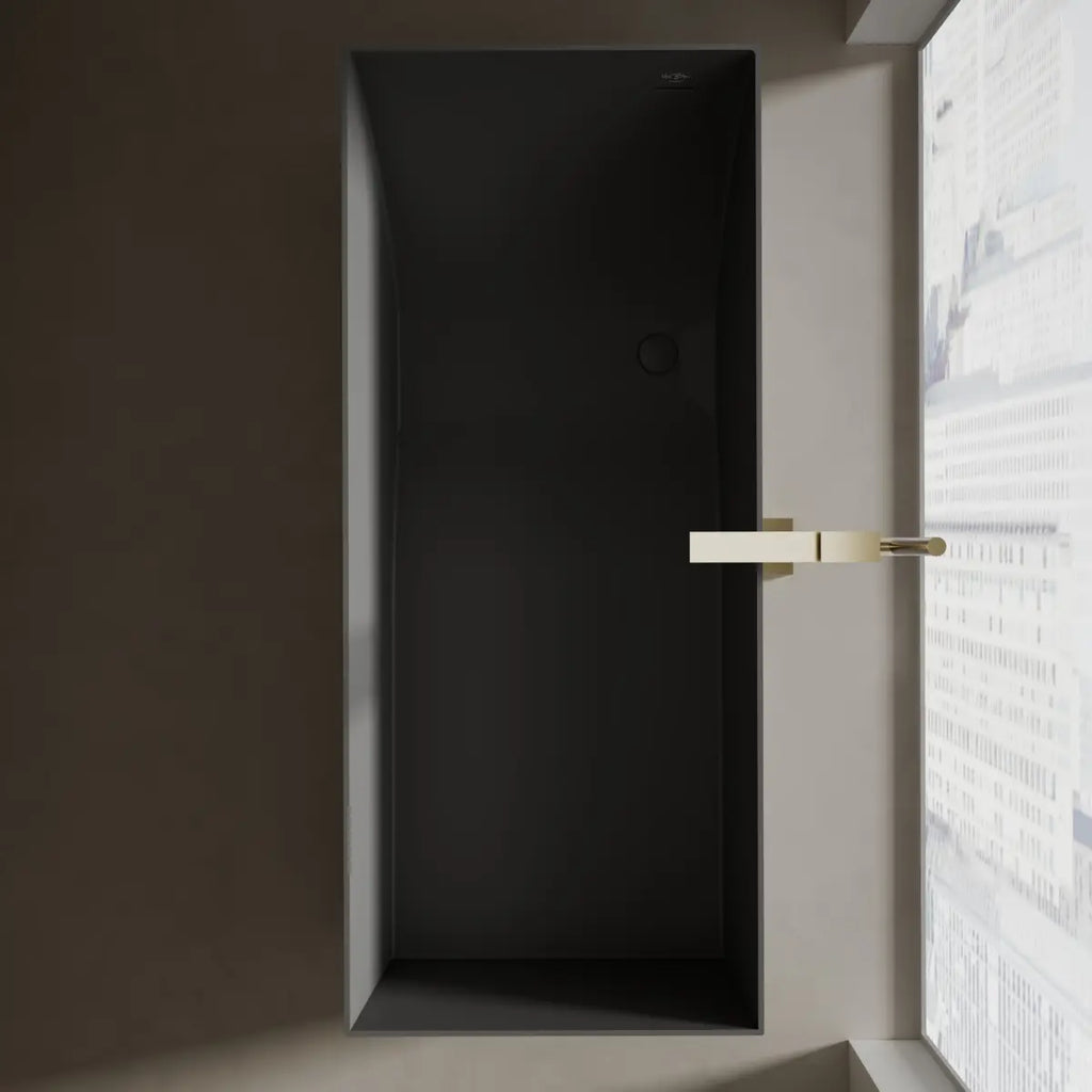 MonBlari Tw-8572 Black Freestanding Solid Surface Bathtub Top View