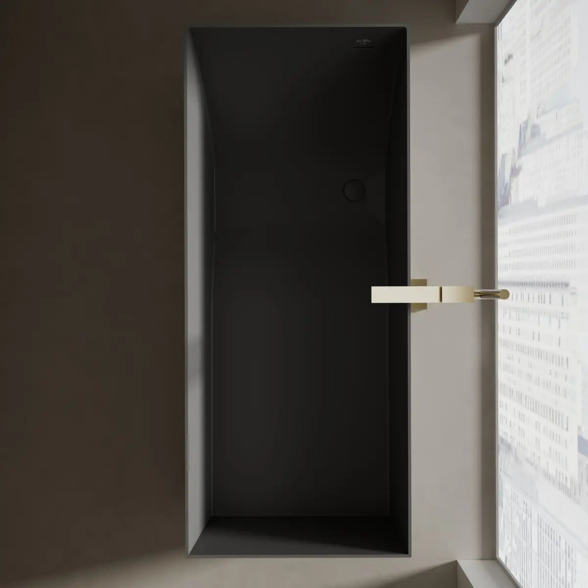MonBlari Tw-8572 Black Freestanding Solid Surface Bathtub Top View