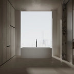 MonBlari Tw-8572 White Freestanding Solid Surface Bathtub Front View