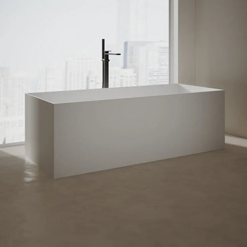 MonBlari Tw-8572 White Freestanding Solid Surface Bathtub Side View