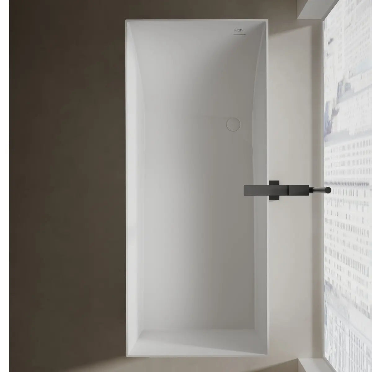 MonBlari Tw-8572 White Freestanding Solid Surface Bathtub Top View
