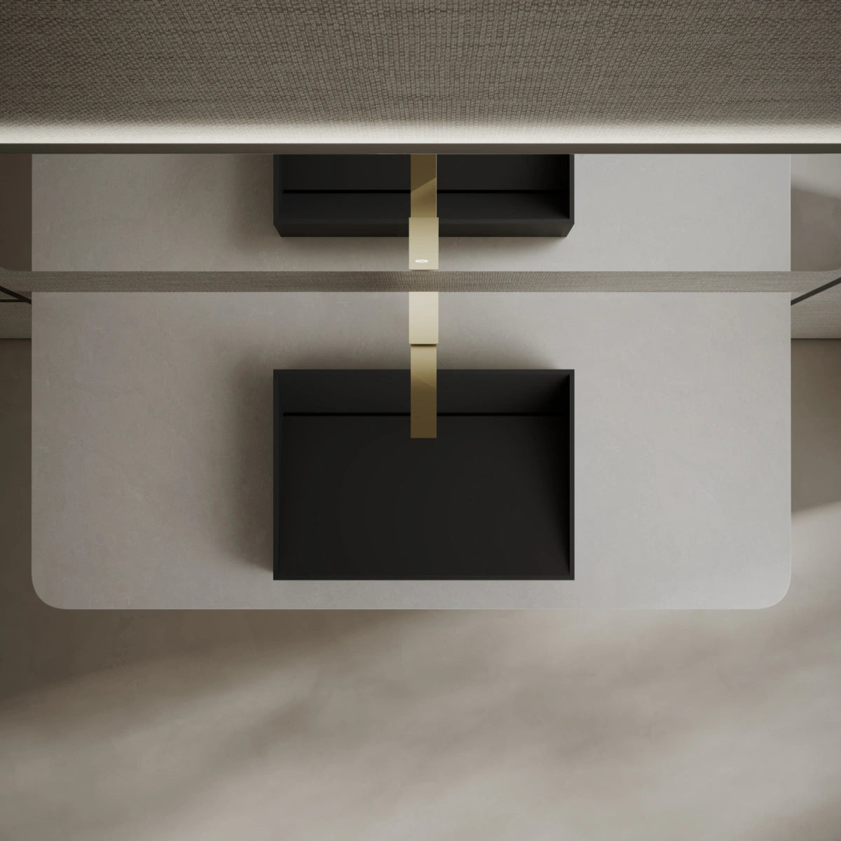 MonBlari Tw-A113 Black Countertop Solid Surface Basin 450mm Top View