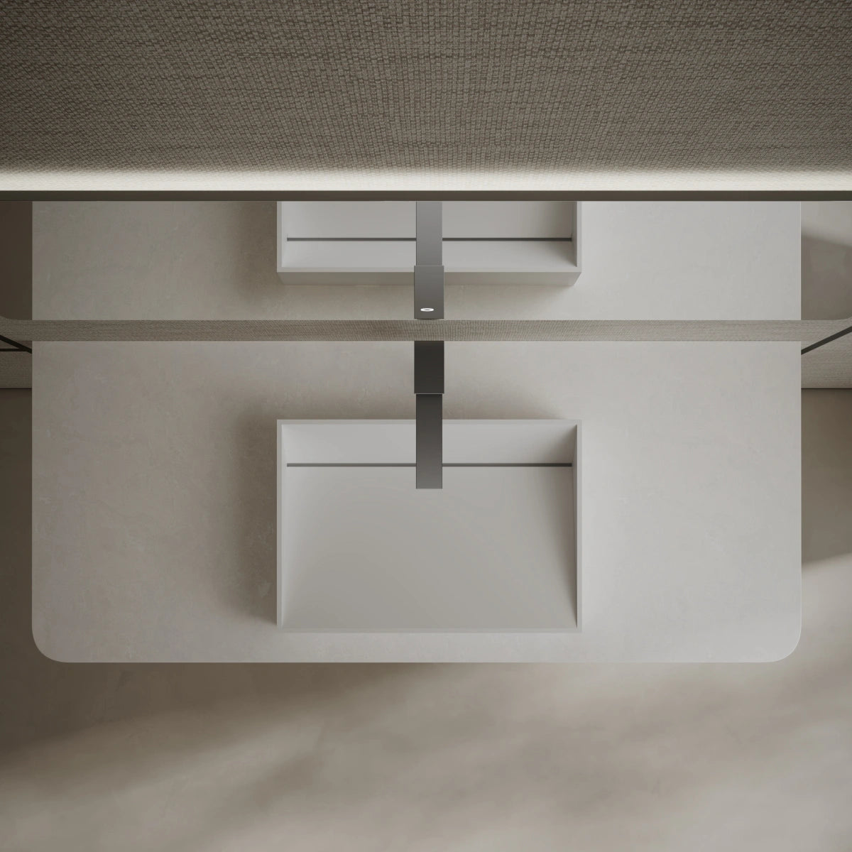 MonBlari Tw-A113 White Countertop Solid Surface Basin 450mm Top View Close-up