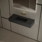 MonBlari Tw-G275 Black Wall-Mount Solid Surface Basin Side Top View