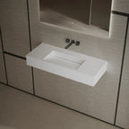 MonBlari Tw-G275 White Wall-Mount Solid Surface Basin Side View