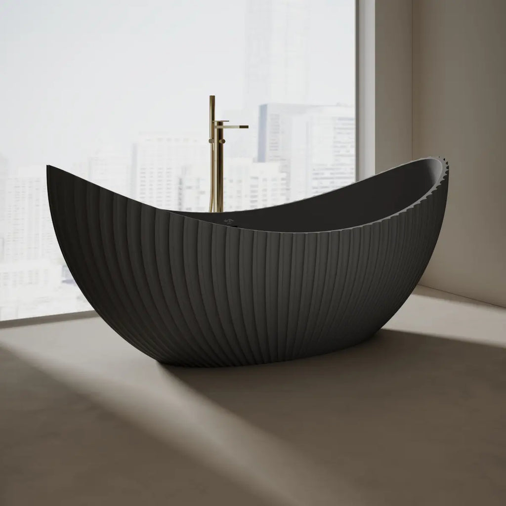 MonBlari Venus Series MR-88878 Black Freestanding Solid Surface Bathtub
