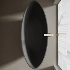 MonBlari Venus Series MR-88878 Black Freestanding Solid Surface Bathtub Top View Close-up