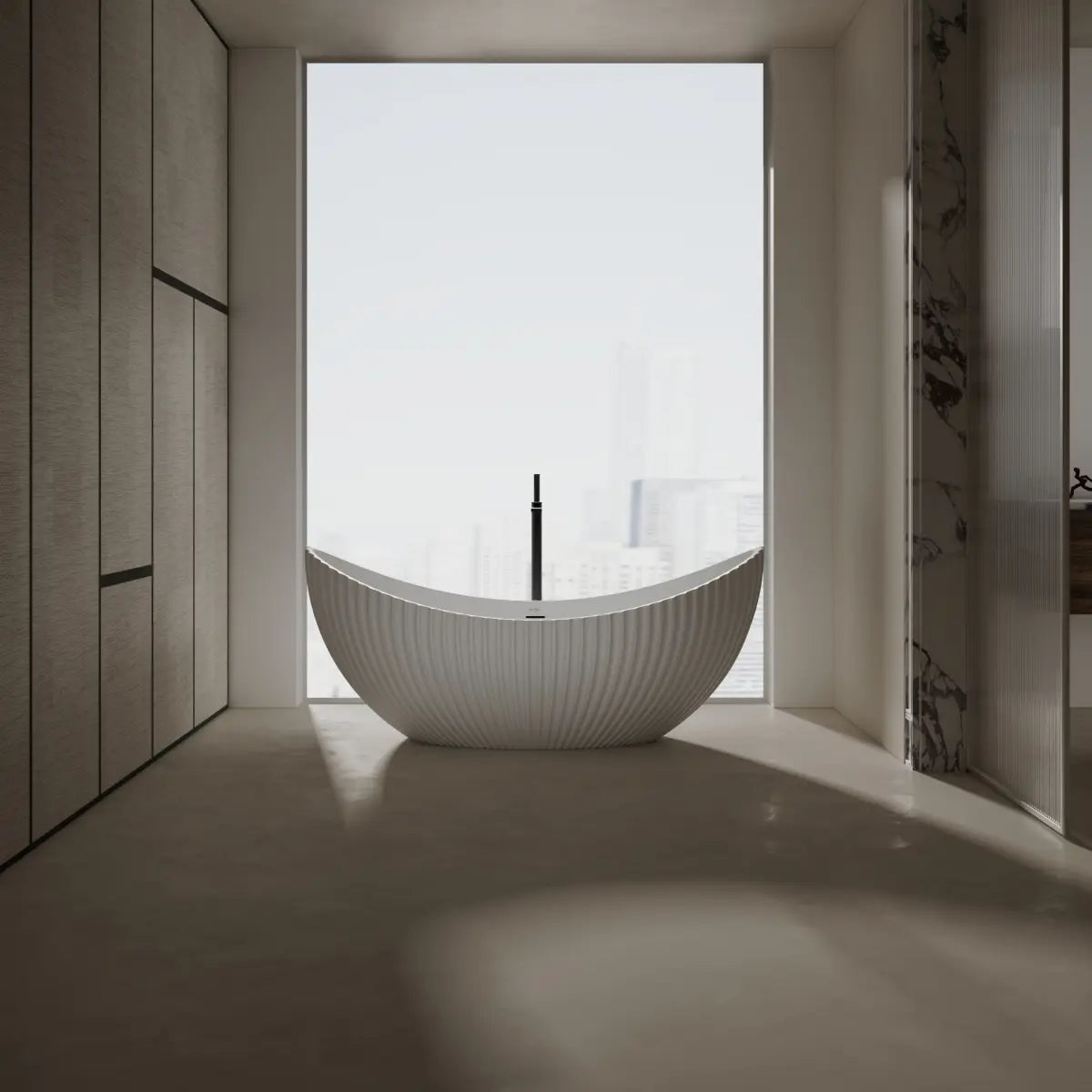 MonBlari Venus Series MR-88878 White Freestanding Solid Surface Bathtub Front View