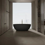 MonBlari Venus Series Mr-88877 Black Freestanding Solid Surface Bathtub Front View