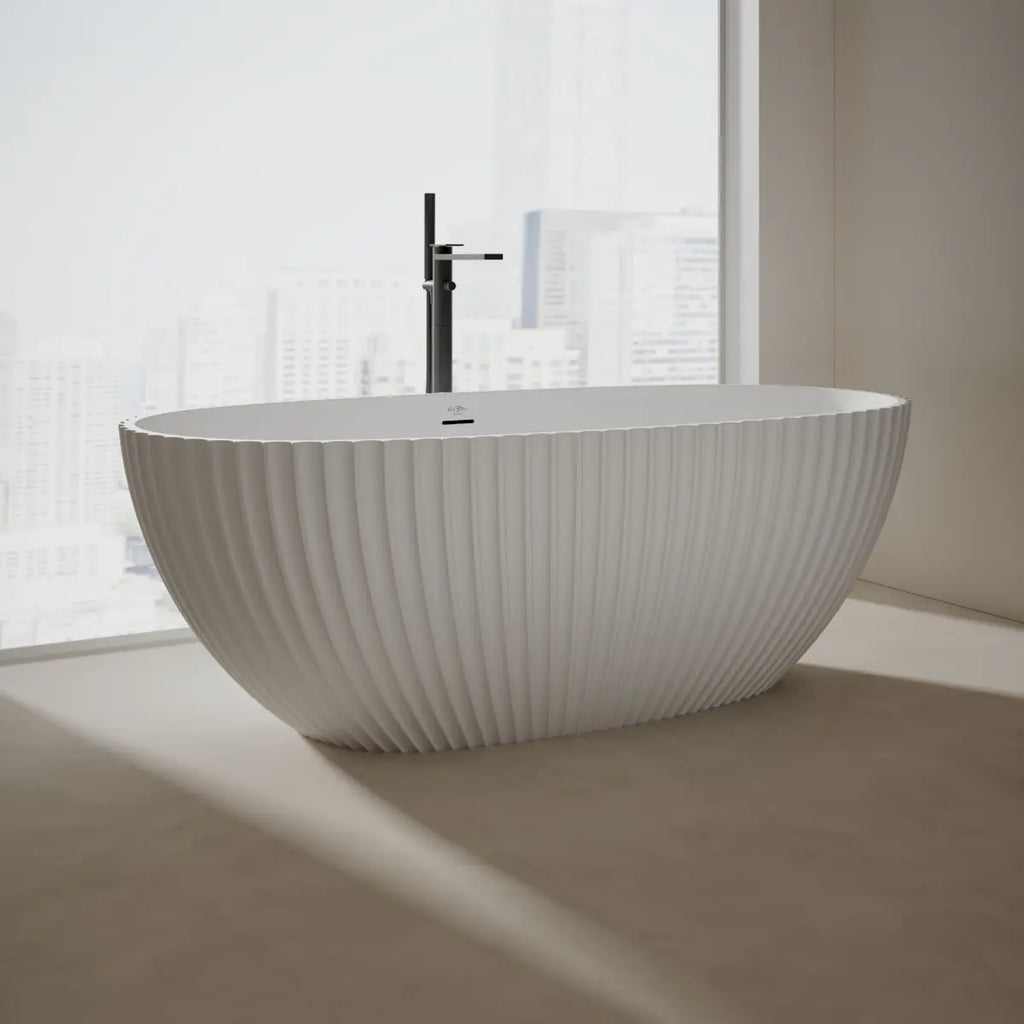 MonBlari Venus Series Mr-88877 White Freestanding Solid Surface Bathtub