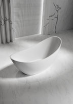 MonBlari XA-8816 luxury bathroom with crescent freestanding soaking tub