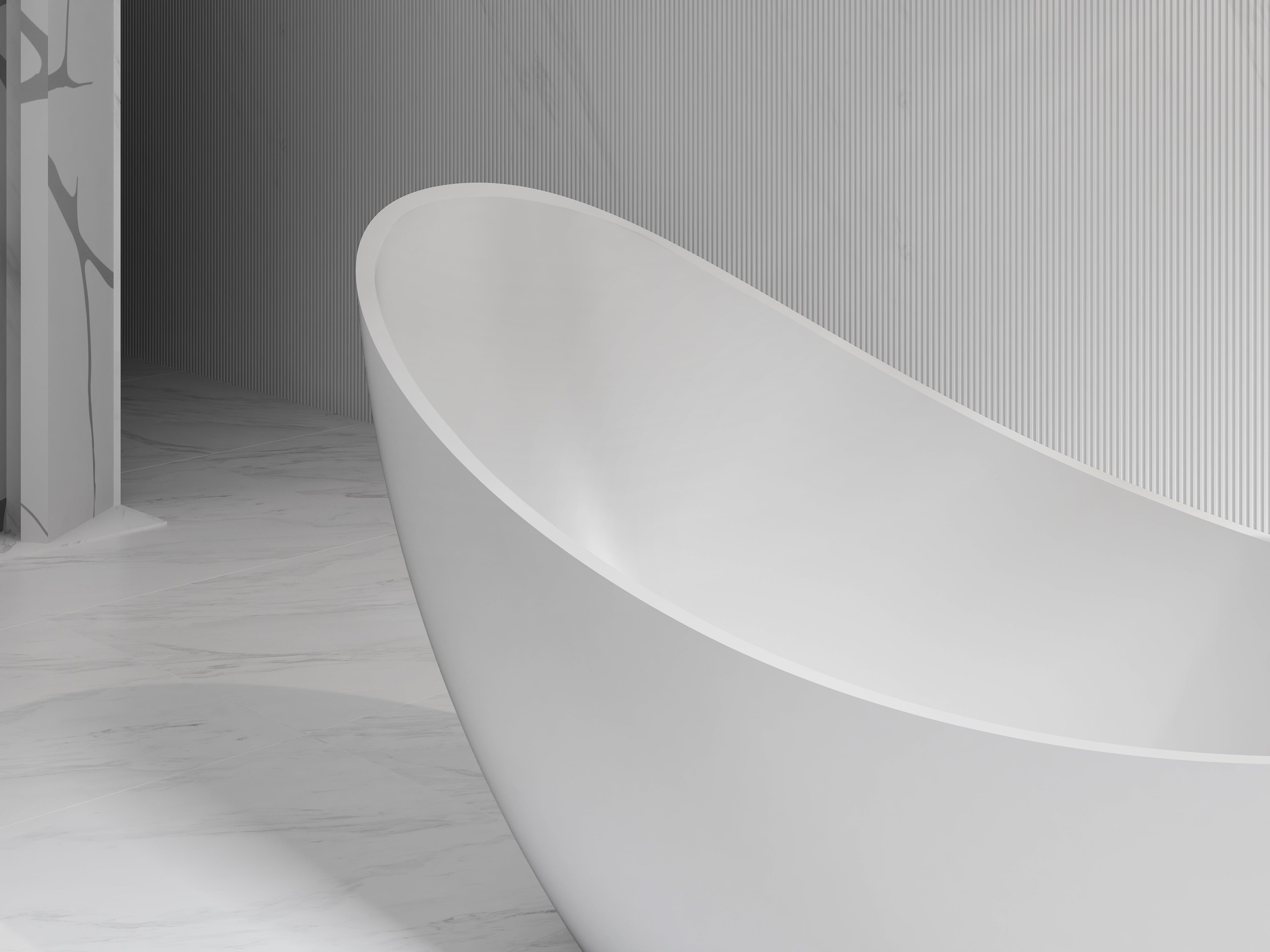 MonBlari XA-8816 solid surface bath side view close-up
