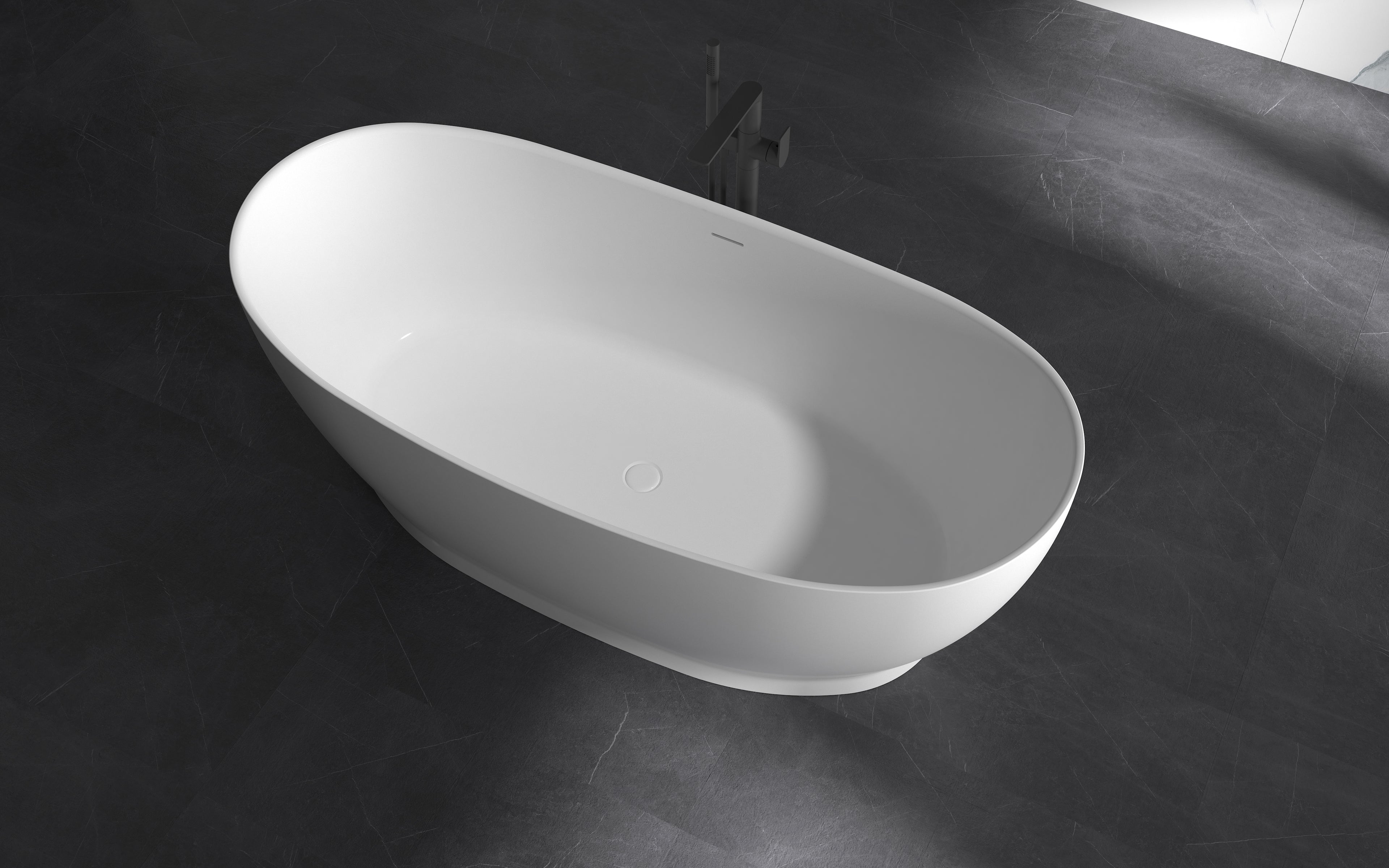 MonBlari XA-8838 solid surface freestanding bath top view close-up