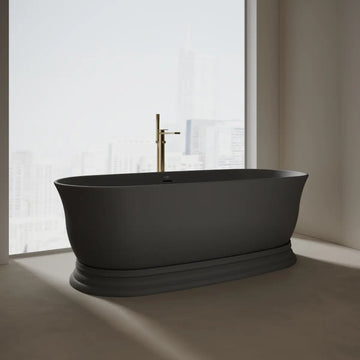 MonBlari XA-8898 Black Solid Surface Freestanding Bath Side View