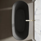 MonBlari XA-8898 Black Solid Surface Freestanding Bath Top View Close-up