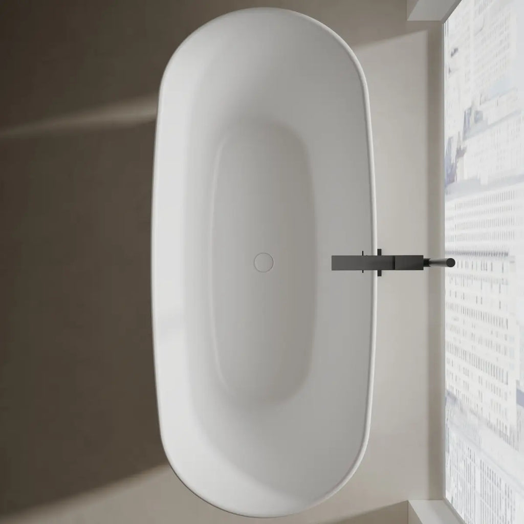 MonBlari XA-8898 Solid Surface Freestanding Bath Top View Close-up