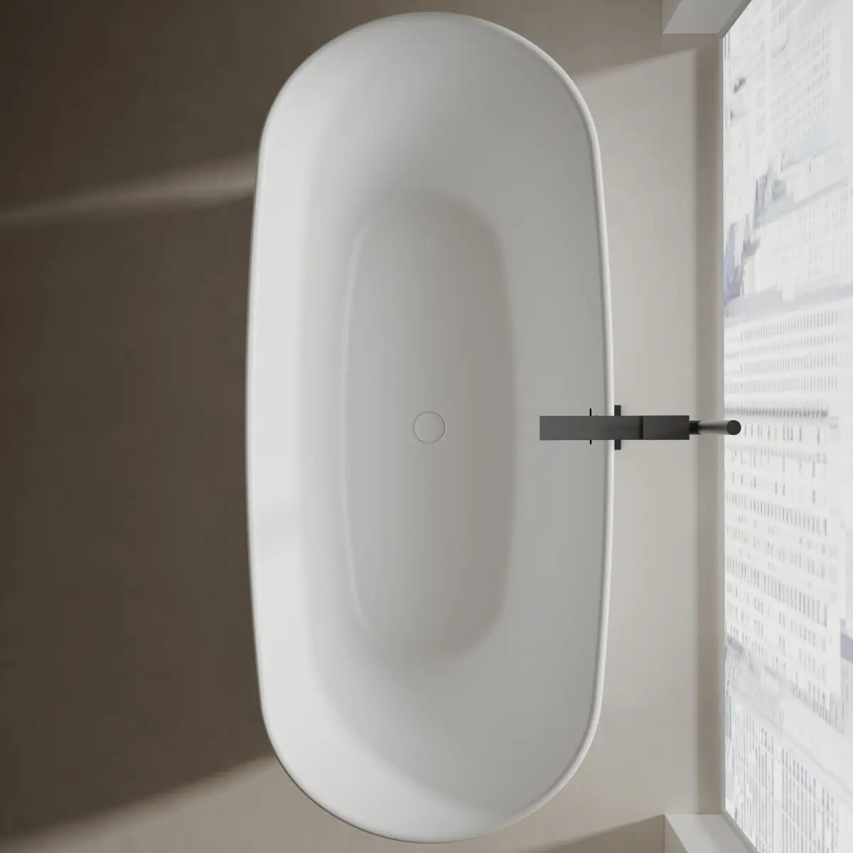 MonBlari XA-8898 Solid Surface Freestanding Bath Top View Close-up