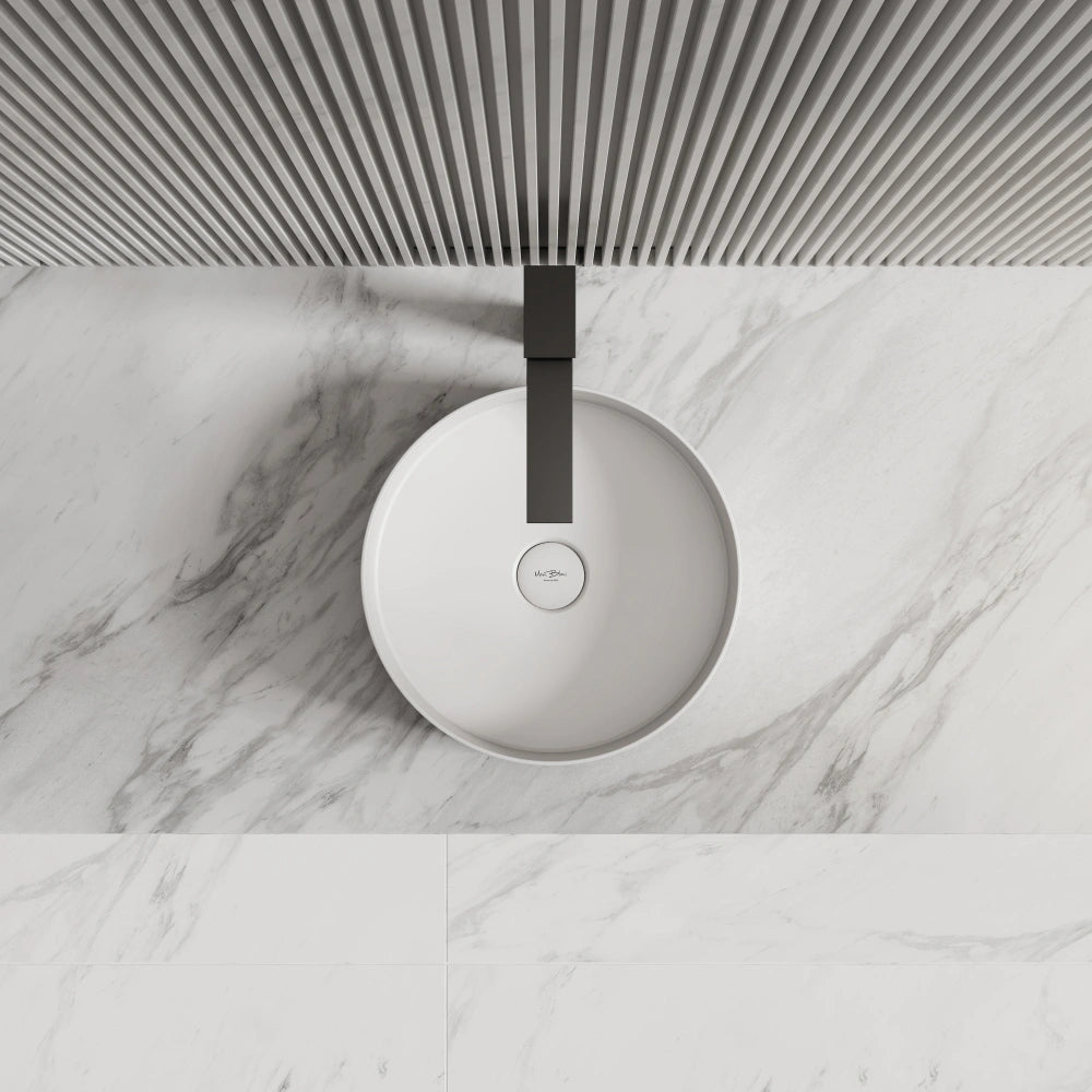MonBlari XA-A10 Solid Surface Countertop Basin Bathroom Sink 360mm Front Top View Close-up