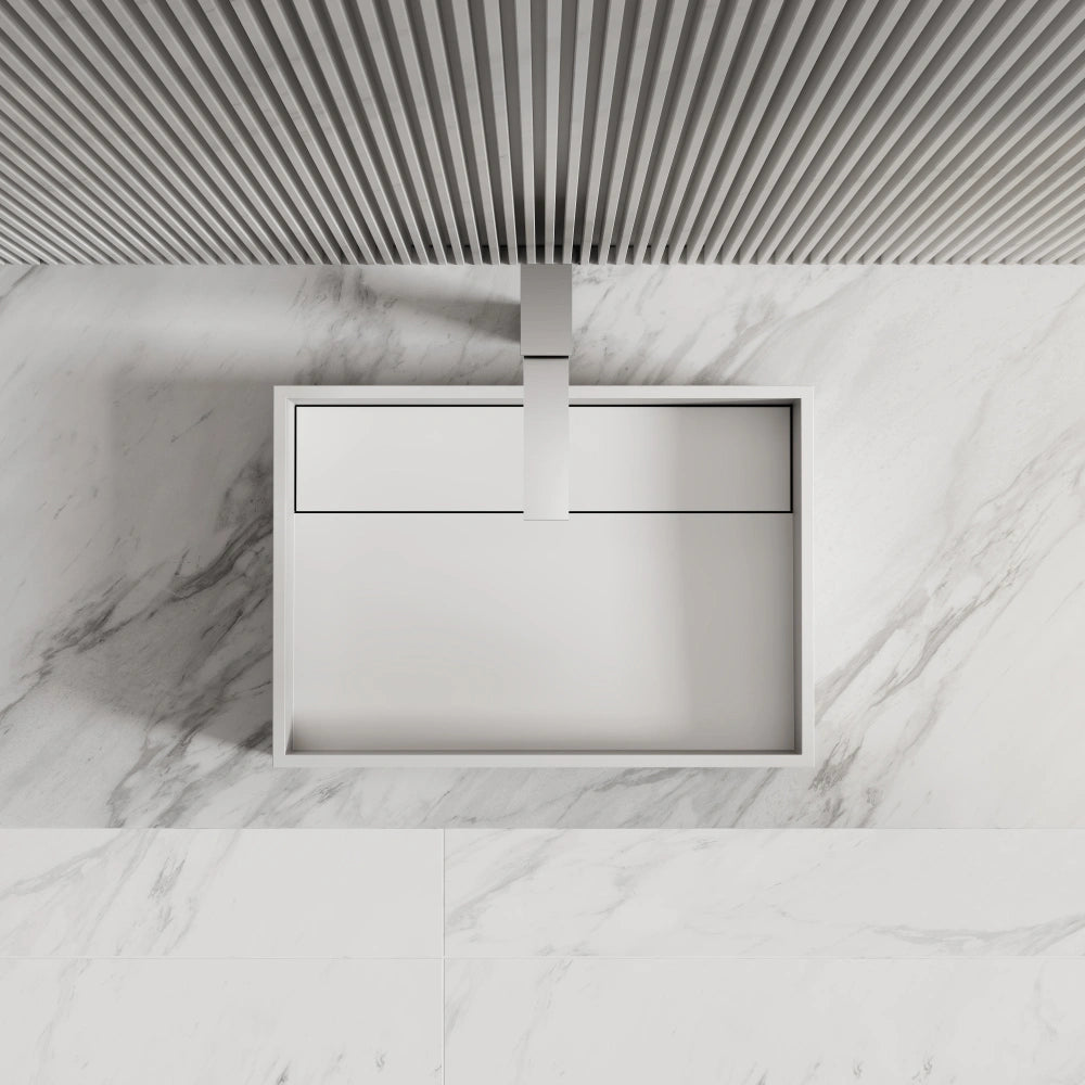MonBlari XA-A32B Solid Surface Vessel Sink Countertop Basin 510mm - 600mm Front Top View Close-up