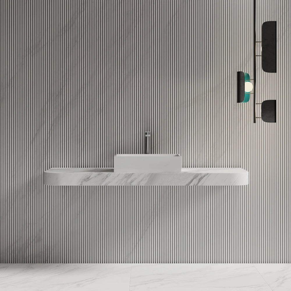 MonBlari XA-A32B Solid Surface Vessel Sink Countertop Basin 510mm - 600mm Front View