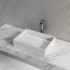 MonBlari XA-A32B Solid Surface Vessel Sink Countertop Basin 510mm - 600mm Side Top View Close-up