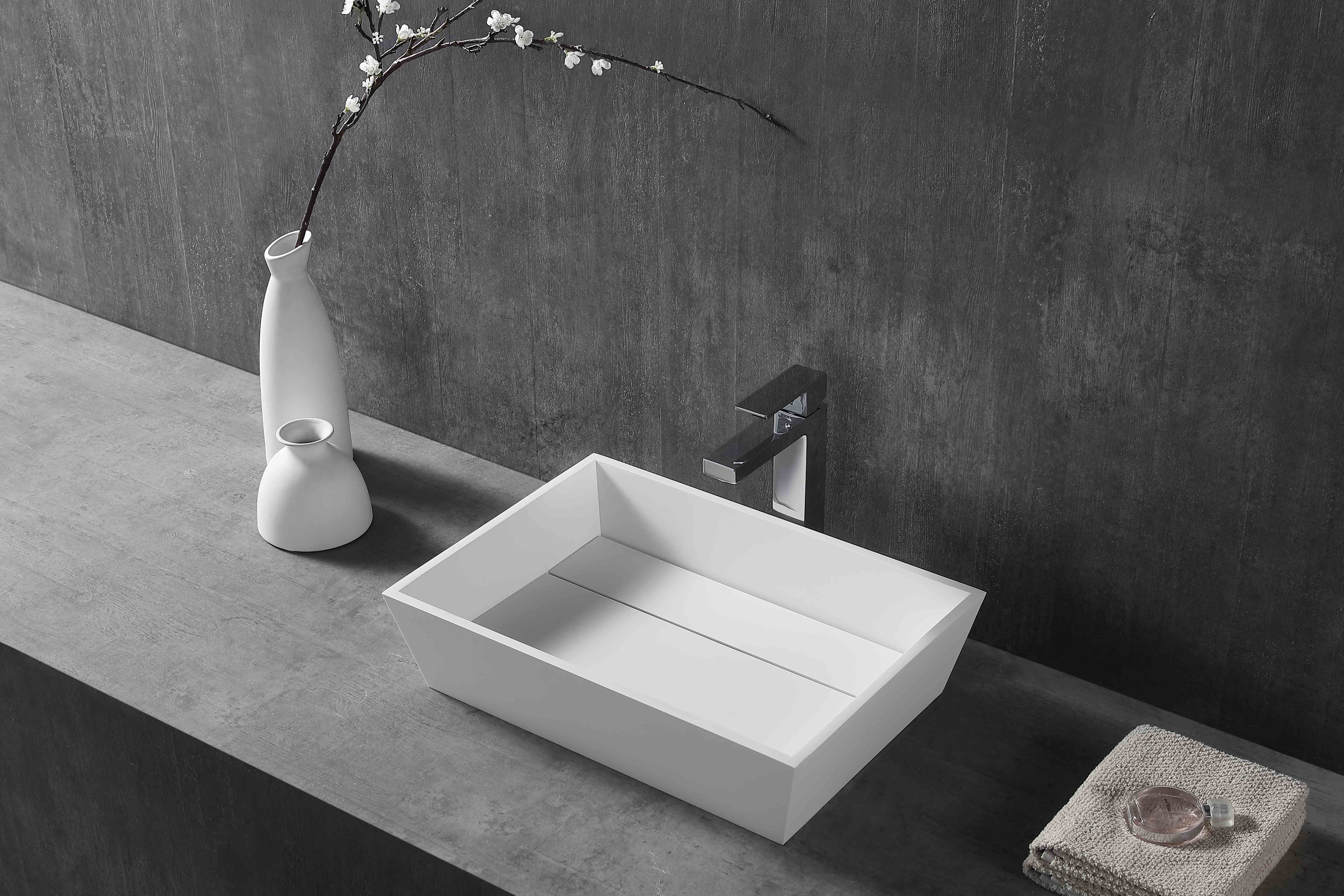 MonBlari XA-A33B solid surface white countertop basin Main image