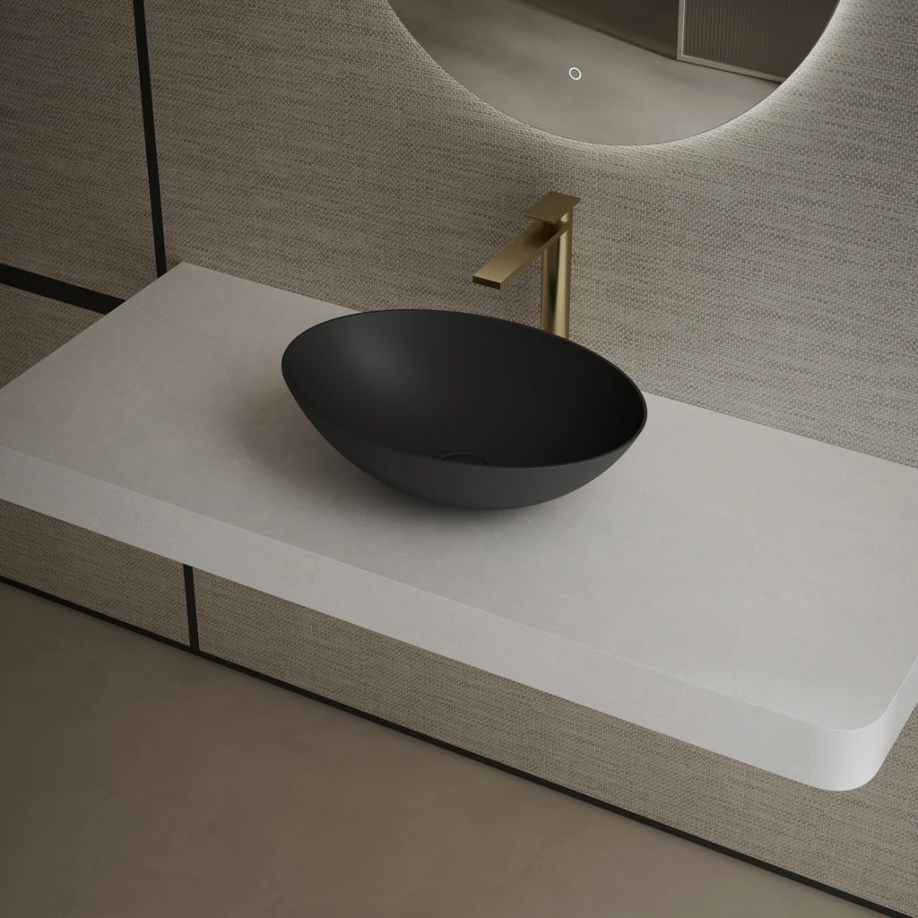 MonBlari XA-A72 Black Solid Surface Basin Side Top View