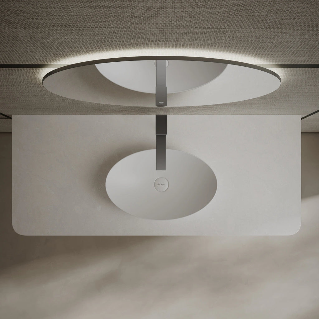 MonBlari XA-A73 White Solid Surface Countertop Basin 500mm Front Top View Close-up
