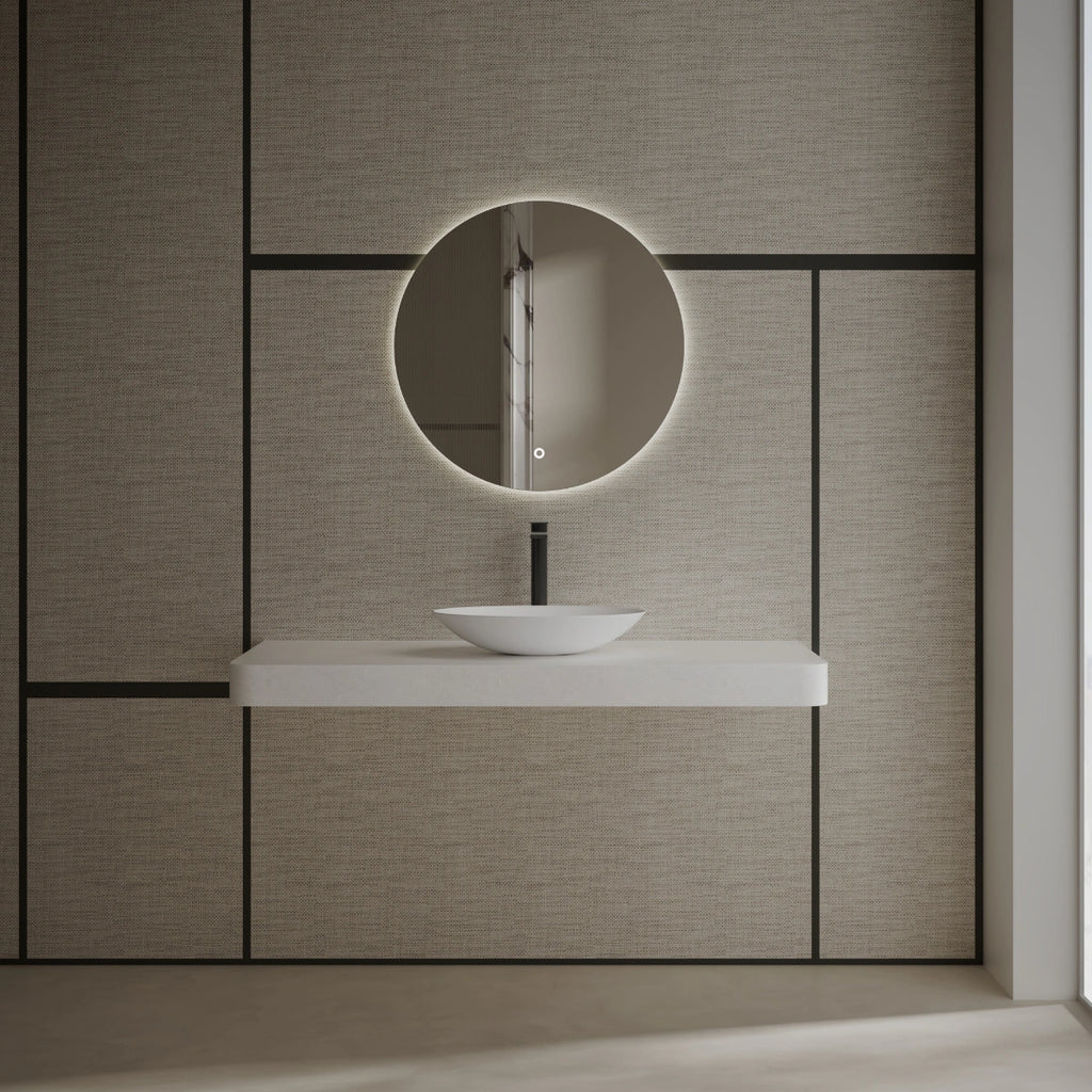MonBlari XA-A73 White Solid Surface Countertop Basin 500mm Front View