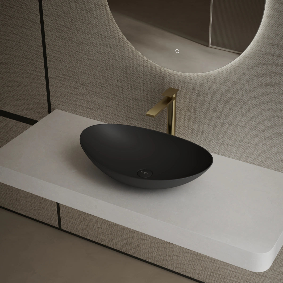 MonBlari XA-A76 black countertop basin side view close-up Main image