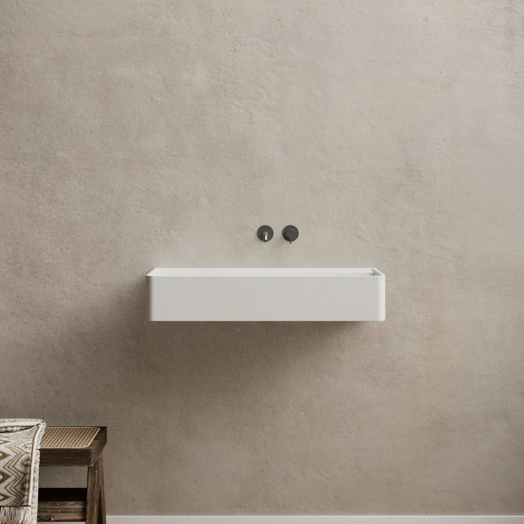 MonBlari XA-G10B Solid Surface Wall-Mounted Basin 600mm - 800mm Front View