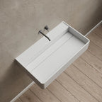 MonBlari XA-G10B Solid Surface Wall-Mounted Basin 600mm - 800mm Side Top View Close-up