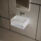 MonBlari XA-G71 White Solid Surface Wall-Mount Basin 600mm - 800mm Side Top View Close-up