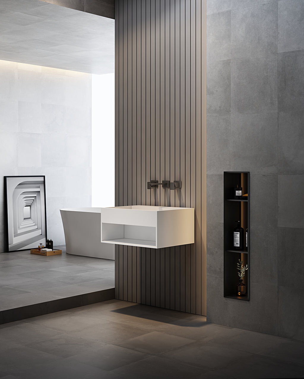 MonBlari XA-G71 solid surface wall-mounted basin