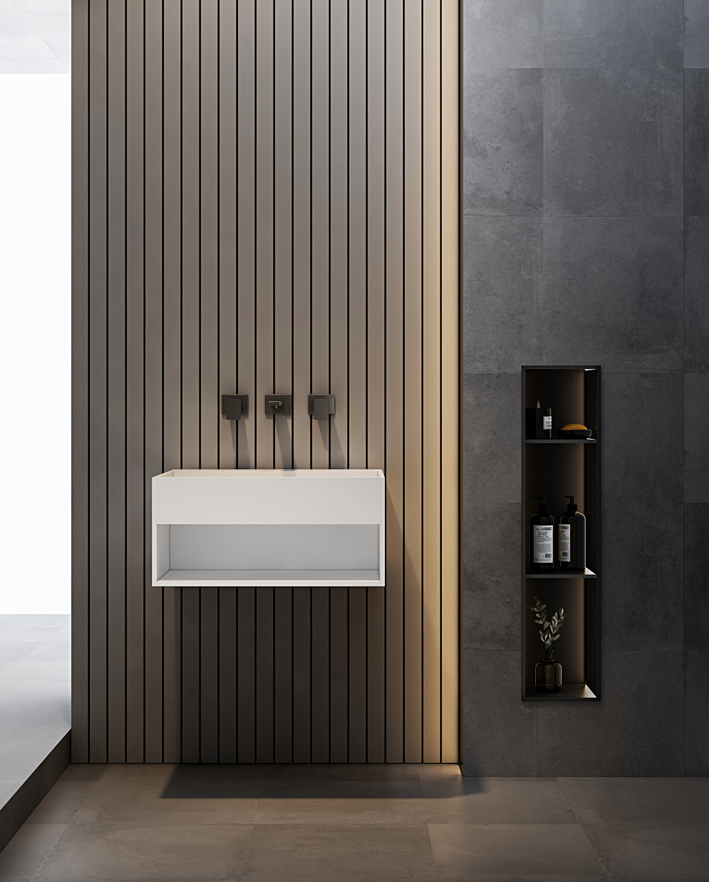 MonBlari XA-G71 solid surface wall-mounted basin front view