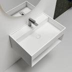 MonBlari XA-G72 Solid Surface Wall-Mounted Basin Bathroom Sink 600mm Side Top View Close-up